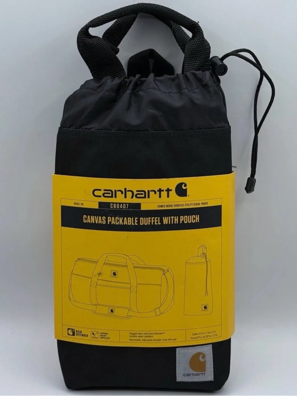 Carhartt Black and Yellow Canvas Duffel with Pouch CB0407